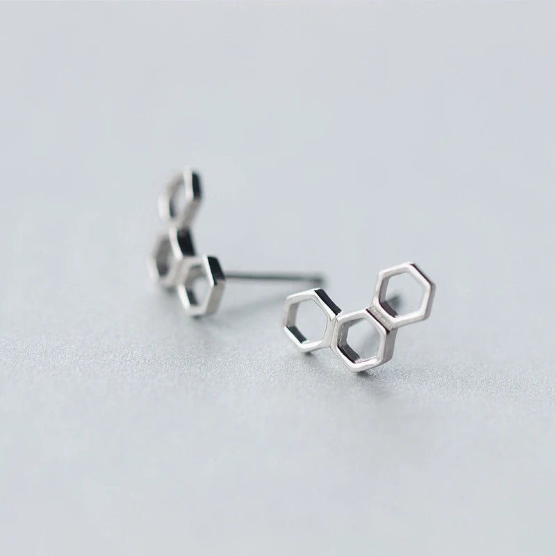 Pendientes Modian para mujer, plata de ley 925 auténtica, diseño de panal, pendientes de botón, pasador de orejas de moda, joyería de moda, NUEVOS