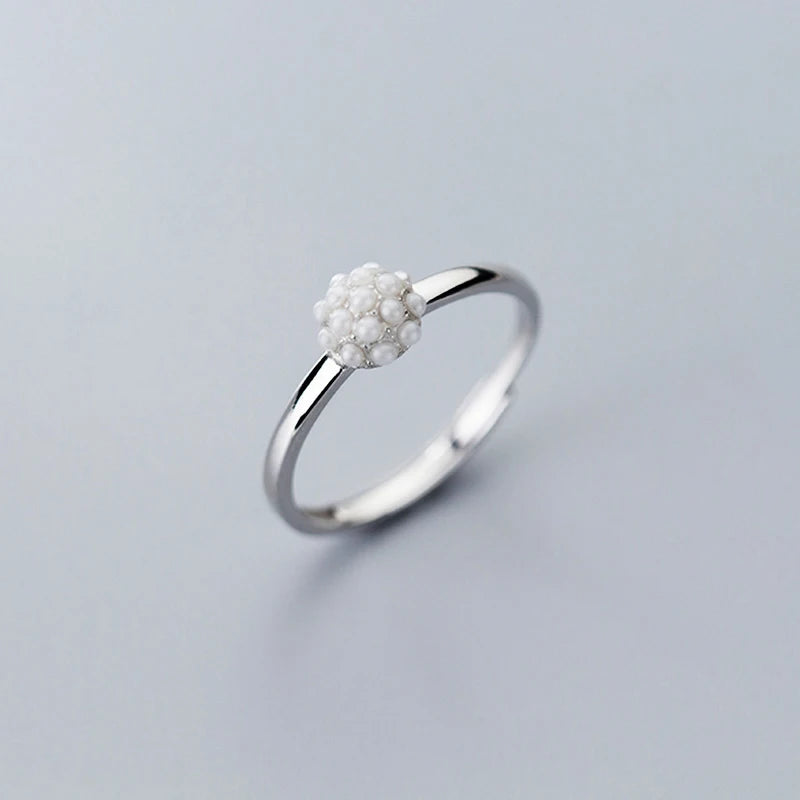 Anillos de dedo MODIAN de plata de ley 925 auténtica con perlas redondas elegantes para mujer, anillos ajustables, joyería de aniversario y compromiso.