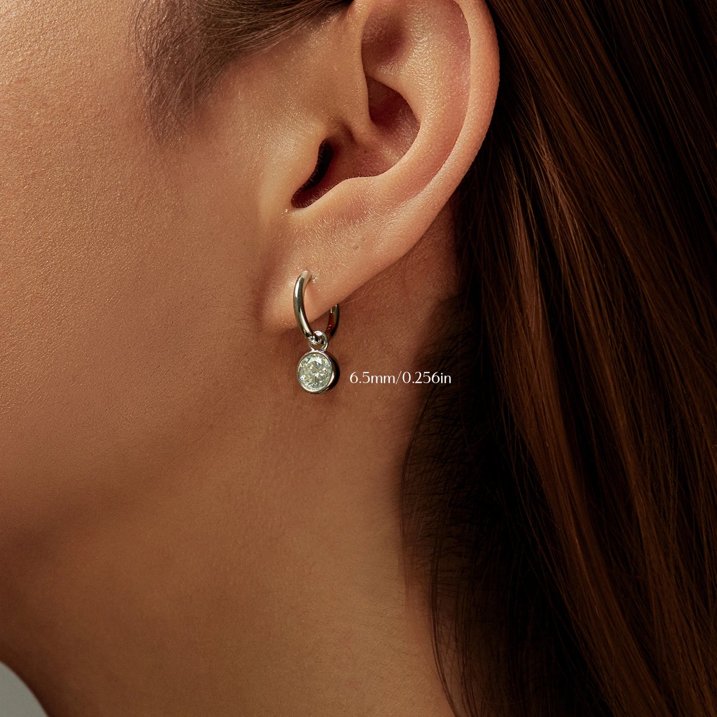 Pendientes de aro MODIAN de moissanita de color D de 1CT/2CT con hebilla de oreja de plata de ley 925, redondos y altos, para mujer, joyería fina de uso diario.