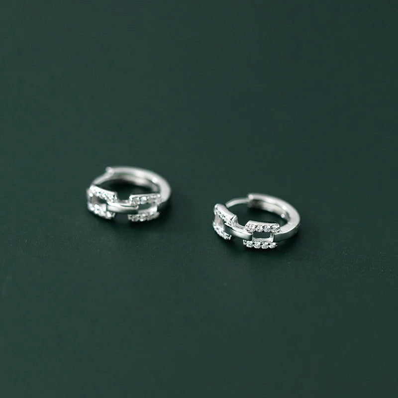 Modian Pure 925 Sterling Silver Geometric Clear Cz Dazzling Ear Buckles Hoop Earrings for Women Clips Chic Fashion Jewelry Arete