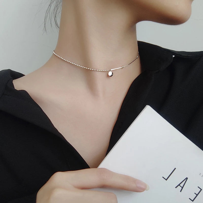 Collar Modian con colgante de bola de la suerte con moneda grabada en plata de ley 925 auténtica para mujer, gargantilla, joyería fina