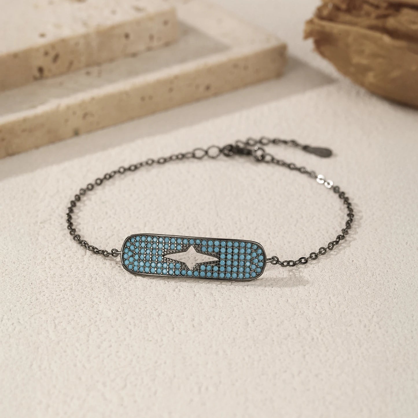 MODIAN Original Hollow Starlight Bracelet 925 Sterling Silver Turquoise Black Punk Link Chain Bracelet For Women Fine Jewelry