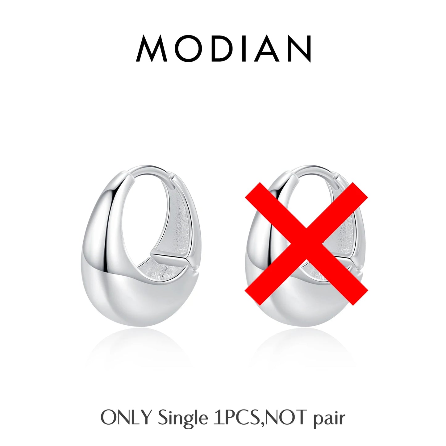 MODIAN 1 pieza de pendientes de aro geométricos lisos y brillantes de plata de ley 925 para mujer, joyería fina para fiestas y vacaciones.