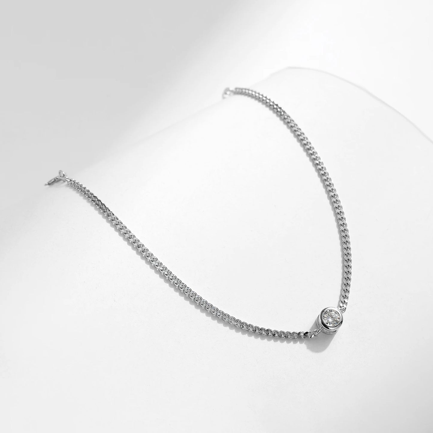 Pulsera MODIAN de 0,25 quilates con engaste de moissanita para mujer, elegante pulsera de cadena de plata de ley 925 con diamantes, joyería de boda