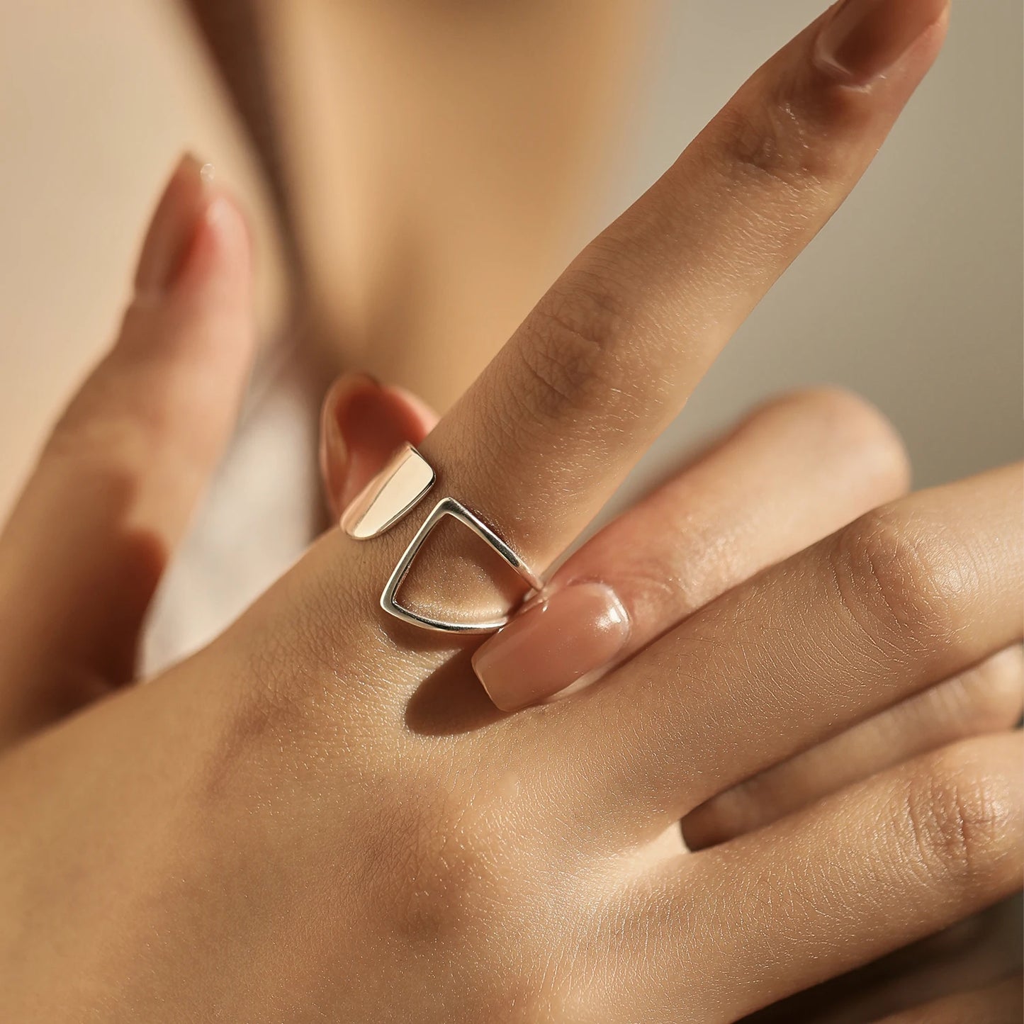 Anillo MODIAN de plata de ley 925 con diseño asimétrico, hueco, moderno, liso, ajustable, tallas 6-8, joyería fina para mujer, regalo de fiesta