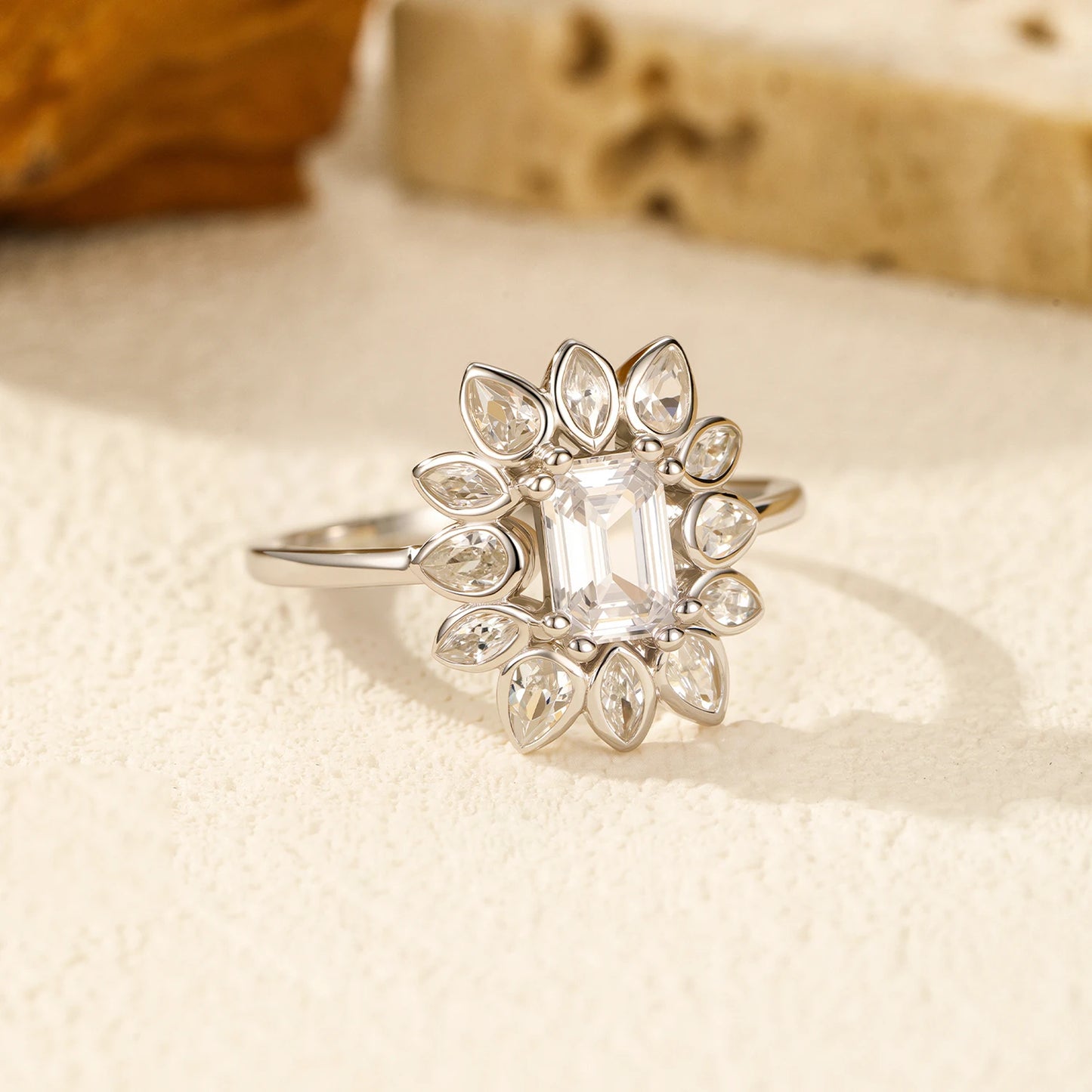 Anillo de cóctel de lujo MODIAN de plata de ley 925 con flores y circonitas brillantes para mujer, joyería fina para boda y compromiso.