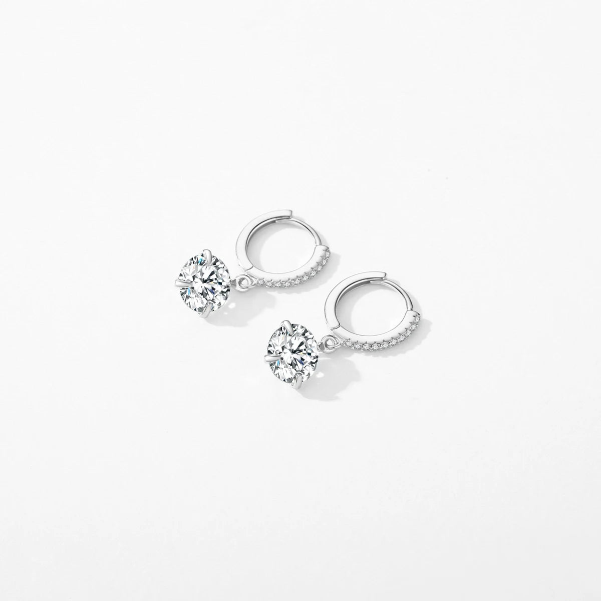 Pendientes de aro MODIAN clásicos, brillantes, redondos, de 4 quilates, de plata de ley 925, sencillos y colgantes para mujer, joyería fina para boda, regalo