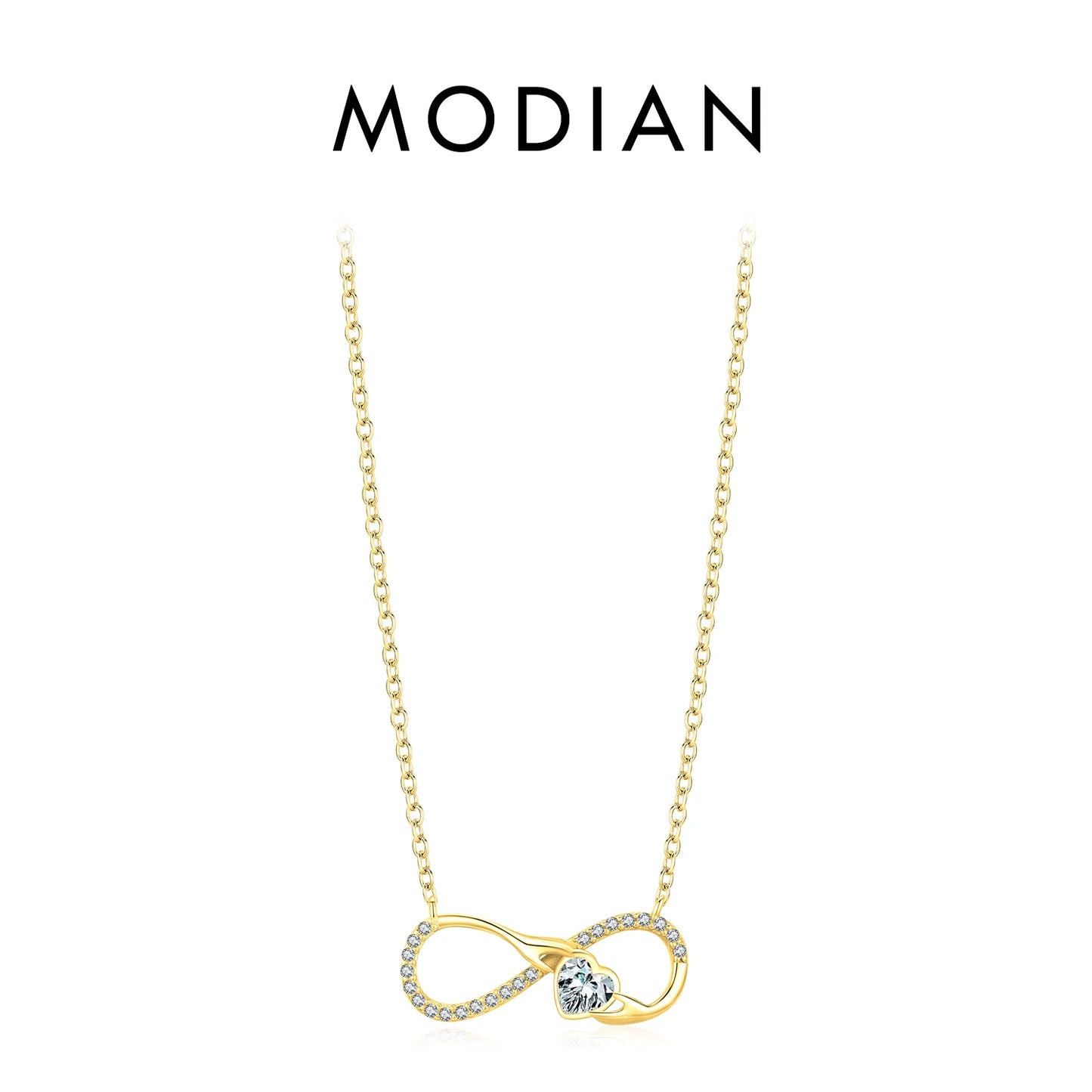 Collar MODIAN de plata de ley 925 con colgante de corazón de amor infinito y romántico para mujer, joyería de aniversario