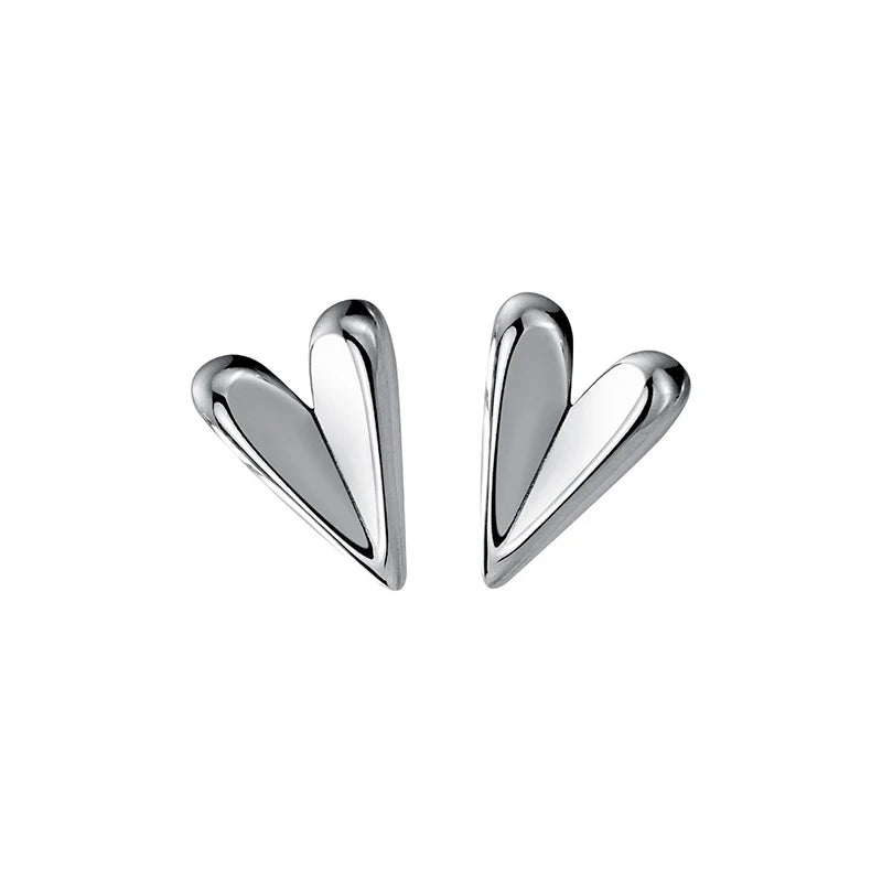 Modian 925 Sterling Silver Irregular Fashion Hearts Stud Earrings For Women Stackable Exquisite Ear Studs Classic Fine Jewelry