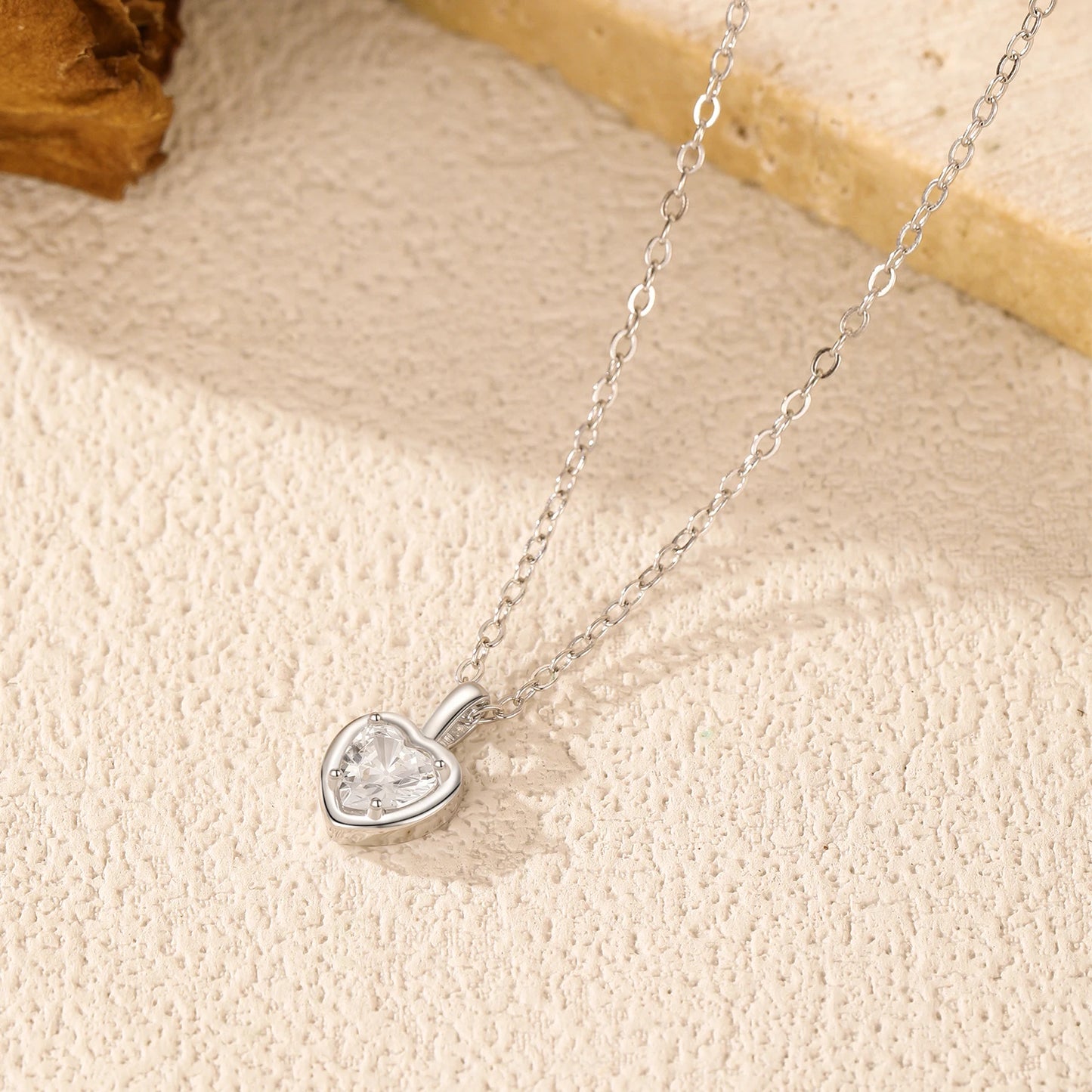 MODIAN 925 Sterling Silver Delicate Sweet Heart Zirconia Wedding Link Chain Pendant Necklace For Women Daily Fine Jewelry