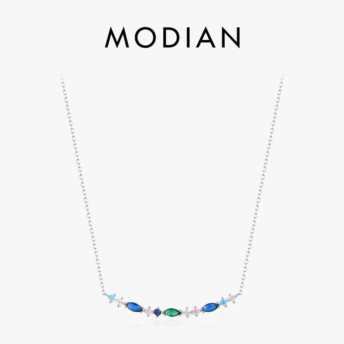 Collar con colgante largo y elegante de plata de ley 925 de MODIAN, cadena vintage para mujer, regalo de cumpleaños, joyería fina