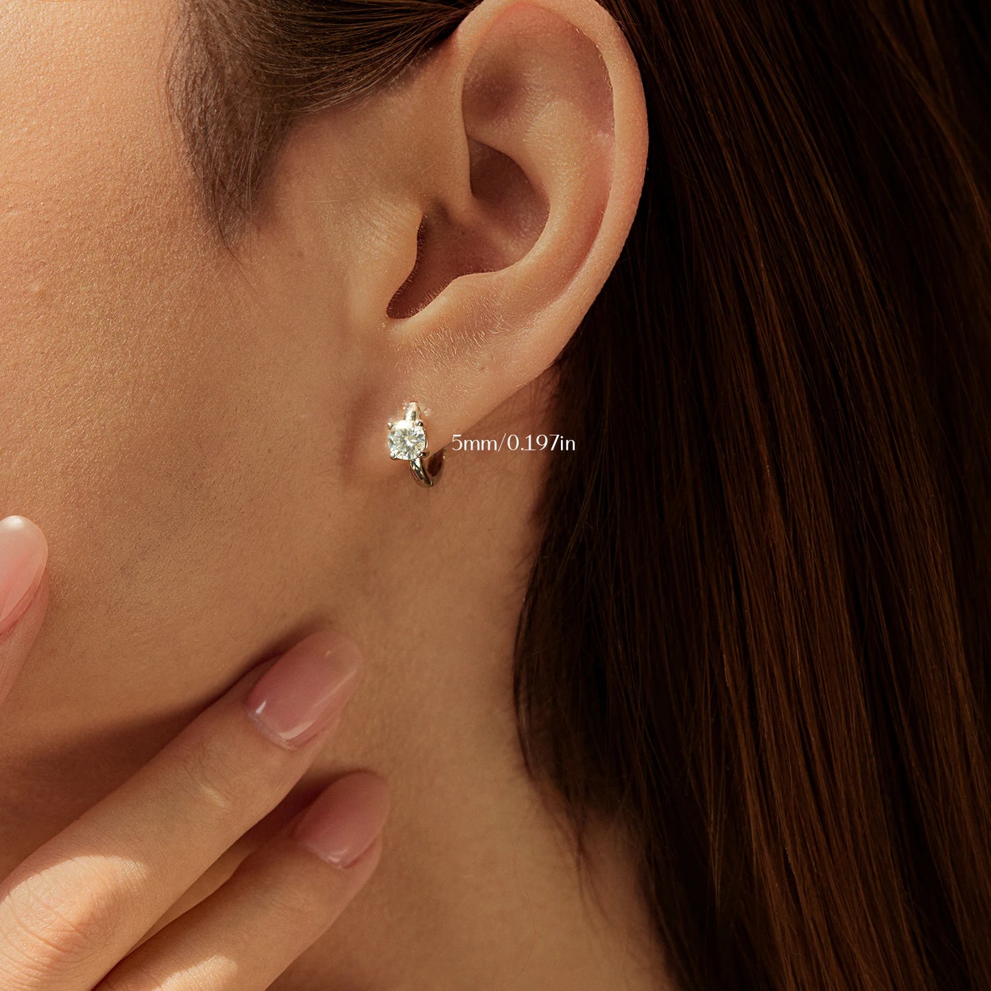 Pendientes de aro MODIAN de moissanita de color D de 1CT/2CT con hebilla de oreja de plata de ley 925, redondos y altos, para mujer, joyería fina de uso diario.