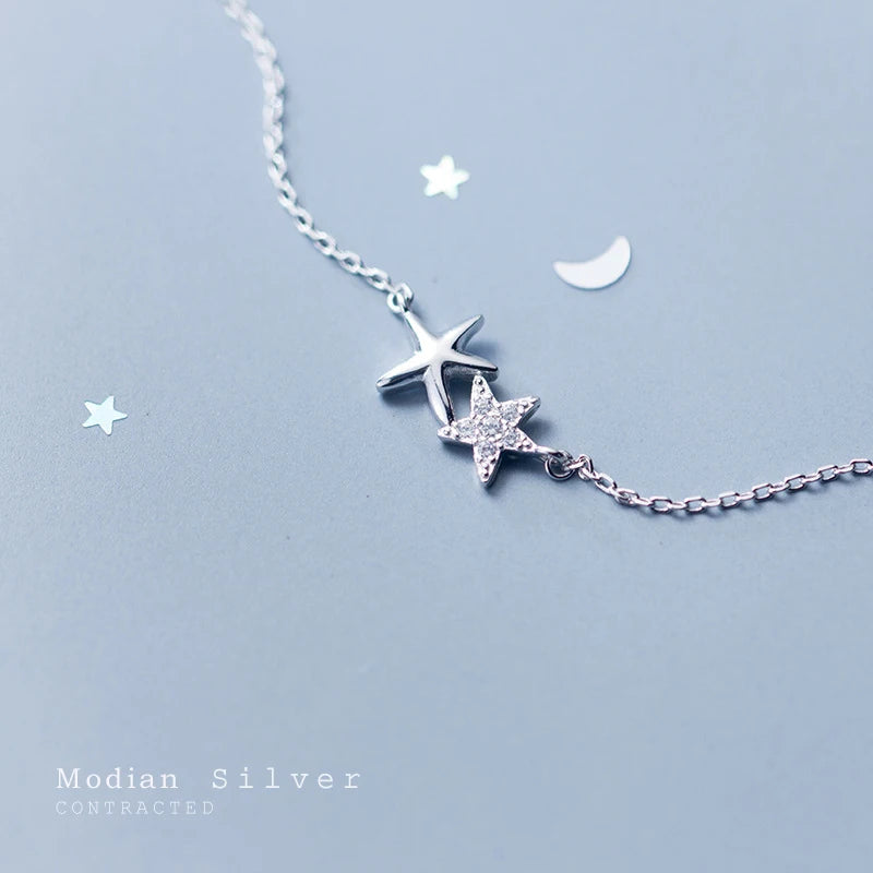 Gargantilla con colgante de estrella de mar de plata de ley 925 de Modian, nuevo diseño, para mujer, con circonita cúbica transparente, joyería fina de moda