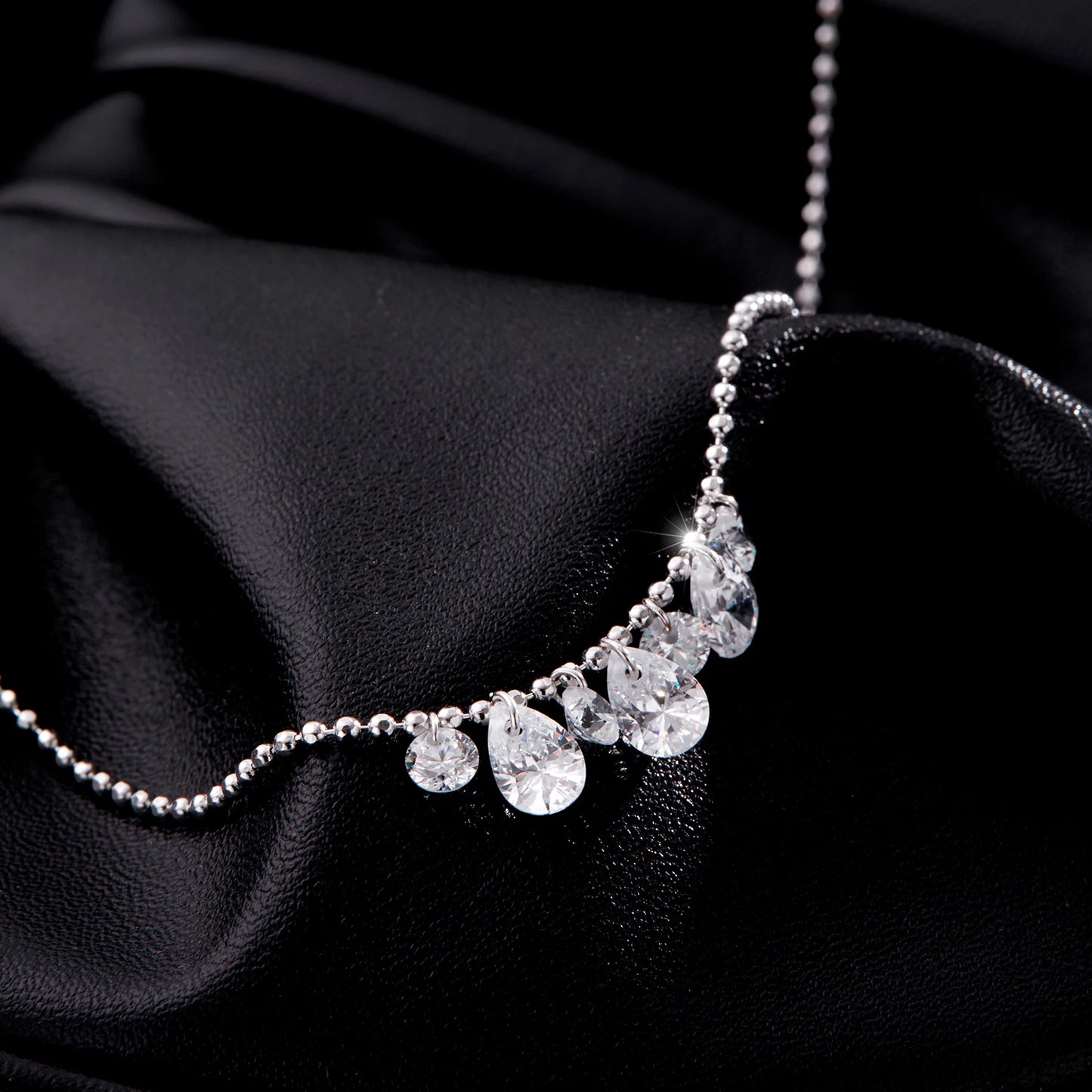 MODIAN Sparkling Pear Zirconia Necklace 925 Sterling Silver Fashion Beads Link Chain Pendant Necklace For Women Fine Jewelry