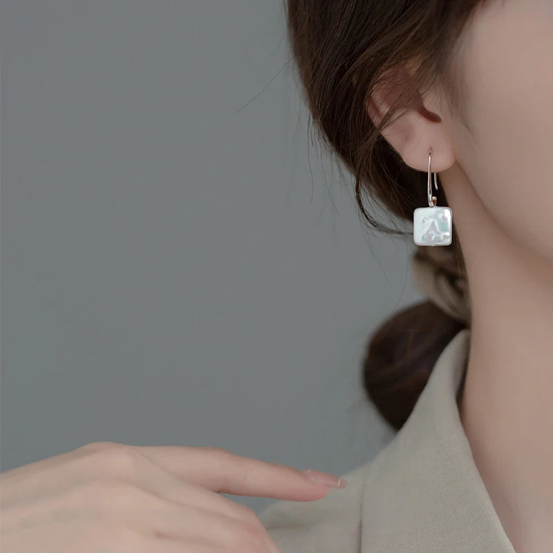 Pendientes de gancho acrílico arcoíris MODIAN de plata de ley 925 con forma cuadrada grande para mujer, joyería fina, regalos para fiestas.