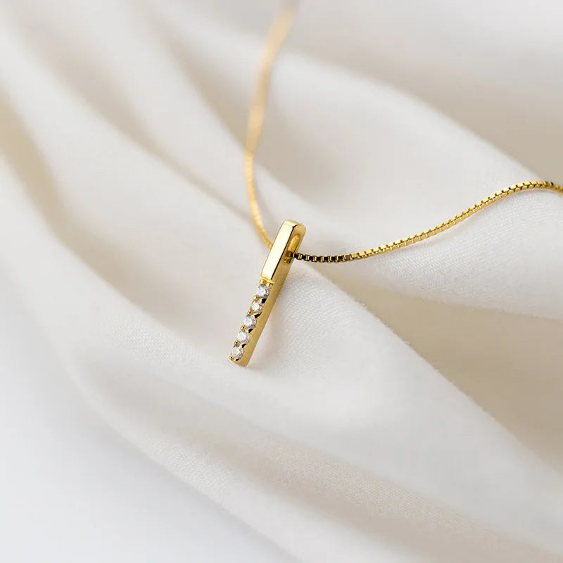 Colgante Modian de plata de ley 925 con forma de rectángulo geométrico y circonita brillante para mujer, collar ajustable, joyería fina de estilo coreano.