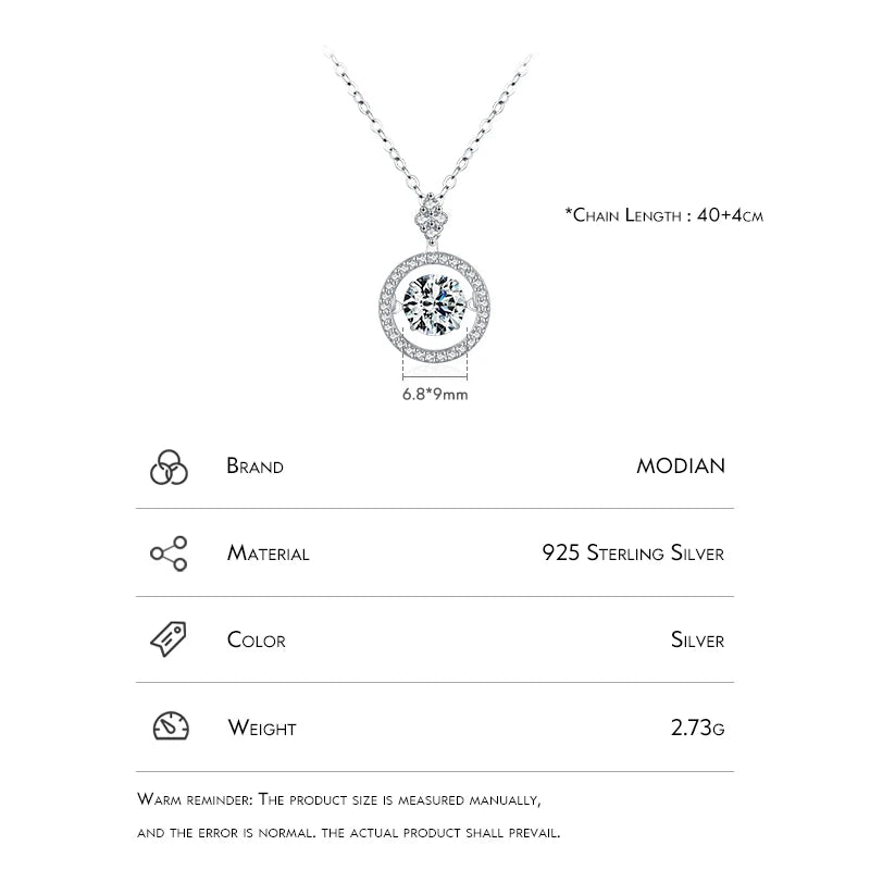 Collar Modian de plata de ley 925 con colgante de lujo brillante y cadena de eslabones con circonitas movibles, joyería de compromiso para boda para mujer.
