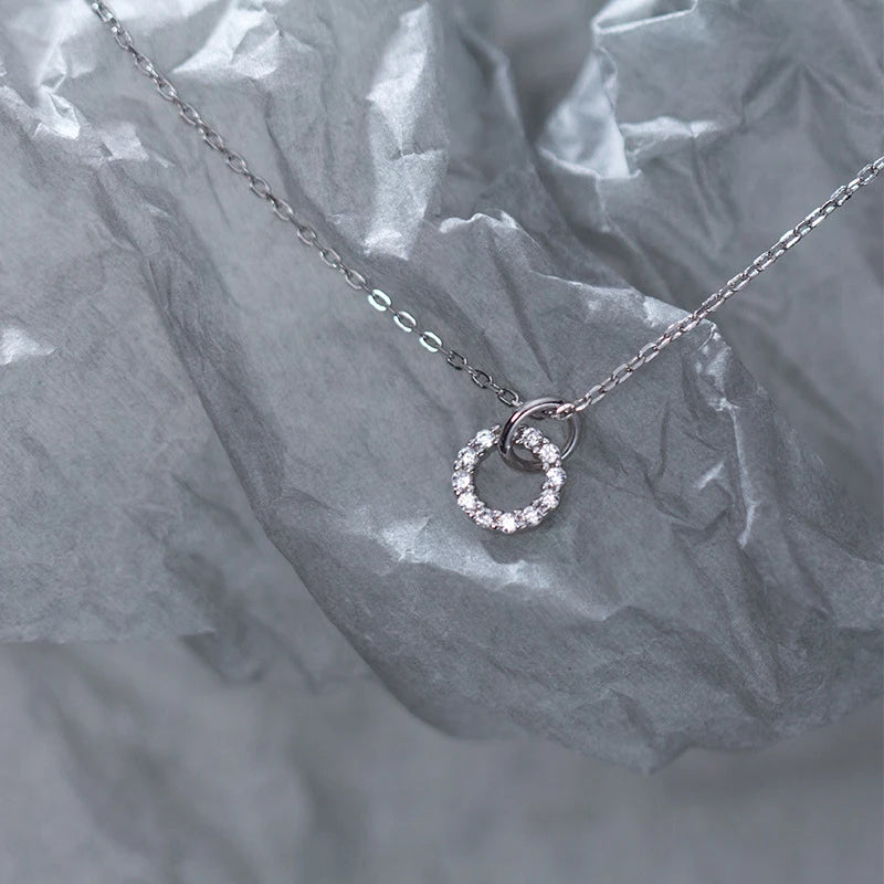 Collar Modian de doble circonita cúbica transparente para mujer, cadena de plata de ley 925 auténtica en color dorado, joyería fina para mujer.