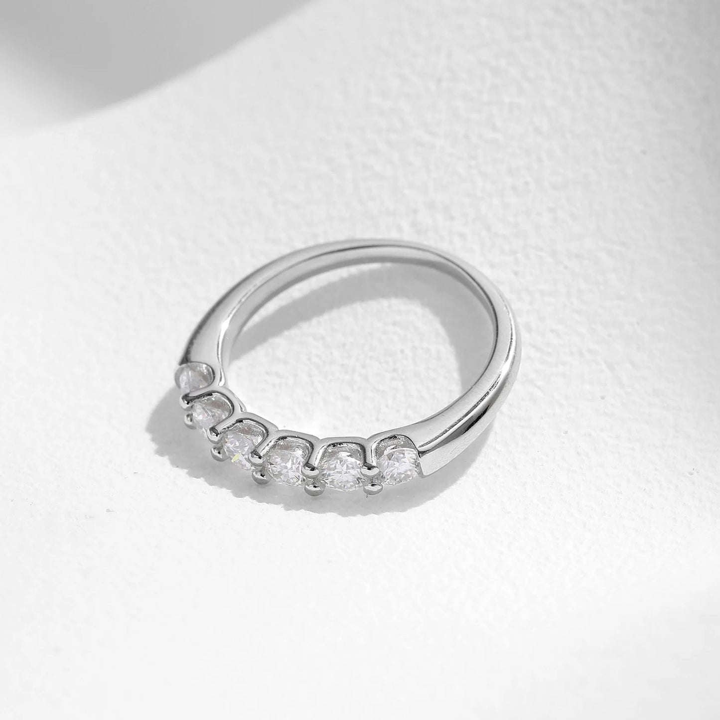 Anillo de moissanita redonda MODIAN D Color VVS1 EX, plata de ley 925, anillos de eternidad para mujer, boda, compromiso, joyería de lujo