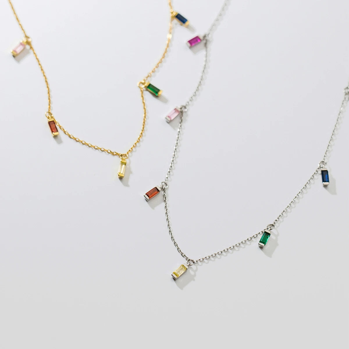 Collar Modian de plata de ley 925 con circonita arcoíris y gypsophila para mujer, cadena larga de moda, chapado en platino, joyería fina, regalo