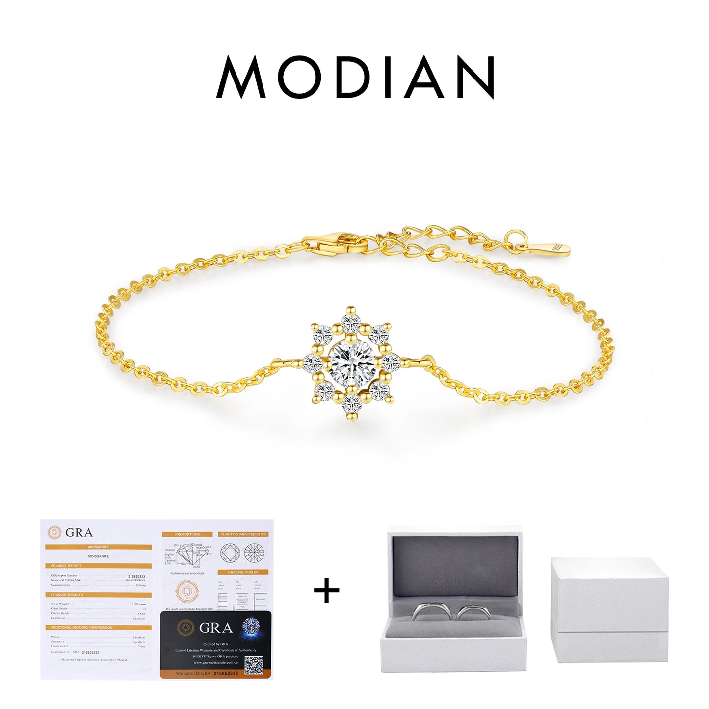 MODIAN 0.5CT VVS1 D Color Moissanite Bracelet Classic 925 Sterling Silver Snowflake Chain Charms For Women Jewelry