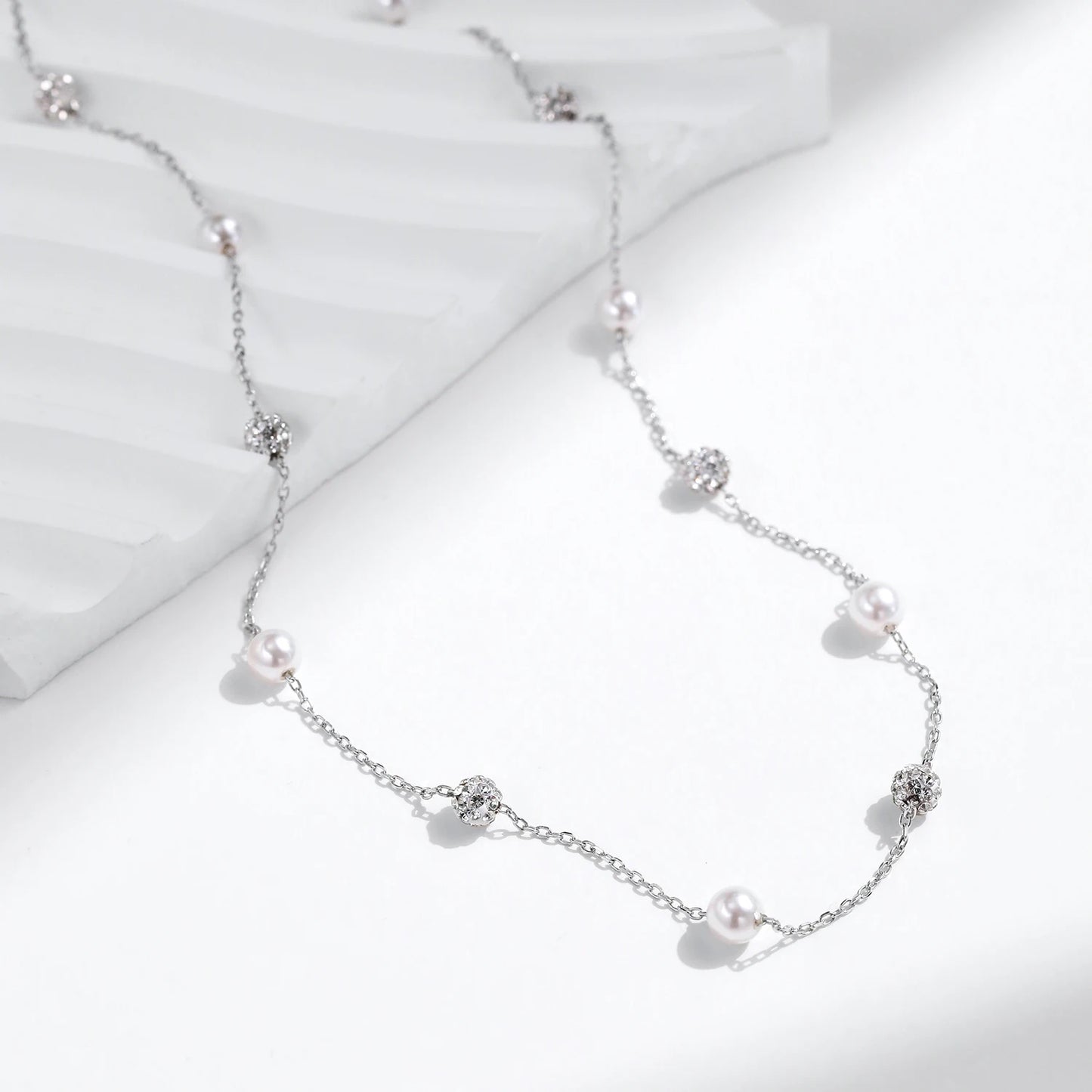 Collar MODIAN de plata de ley 925 con circonitas brillantes Shambhala, cadena de bolas, lujoso y brillante, en forma de Y, para mujer, gargantilla fina, joyería