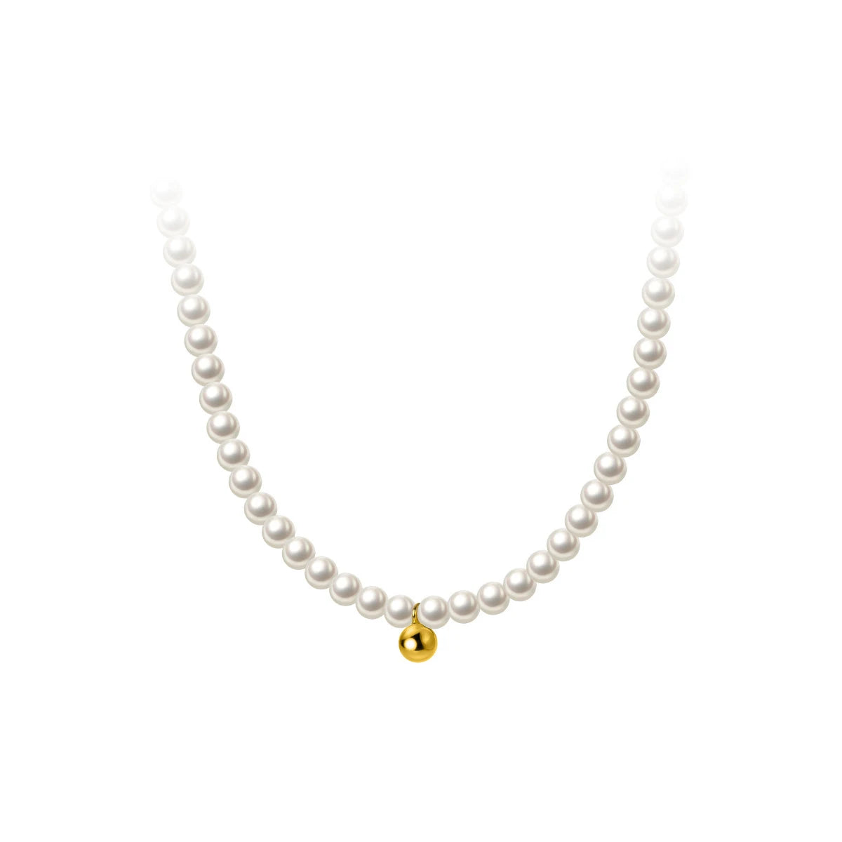 MODIAN 925 Sterling Silver Elegant White Pearl Charm Necklace Shell Pearl Gold Beads Choker Necklace For Women Fine Jewelry