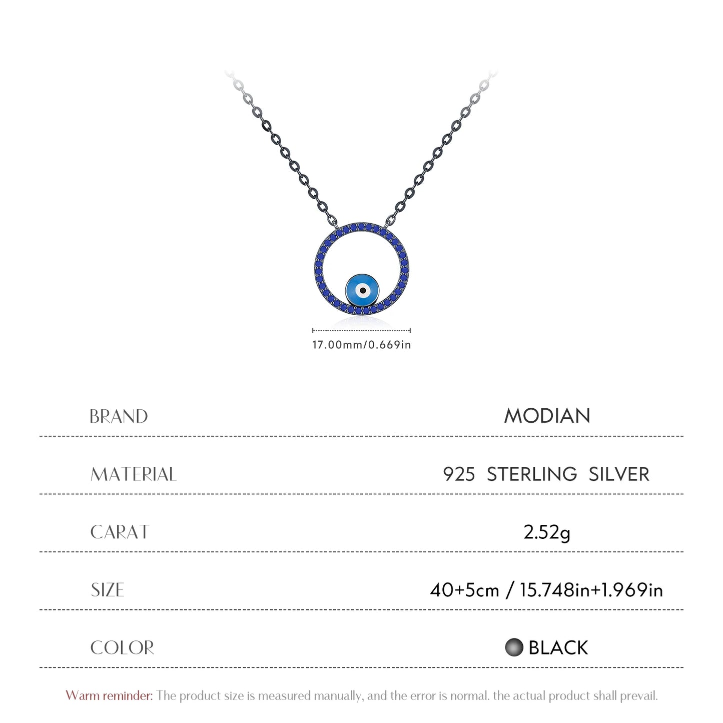 Collar MODIAN con ojos fantasmales de esmalte, colgante de lapislázuli sintético de plata de ley 925 para mujer, joyería fina