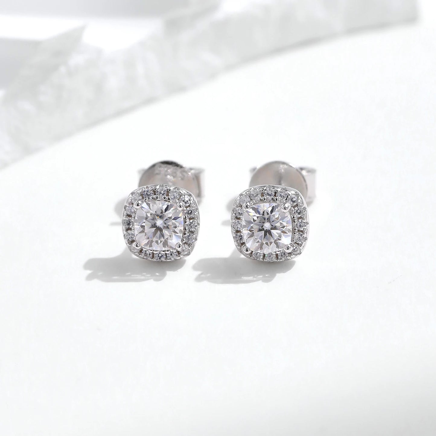 MODIAN D Color Moissanite Stud Earrings Brilliant Square Cut Lab Created Diamond 925 Silver Earrings For Women Wedding Jewelry