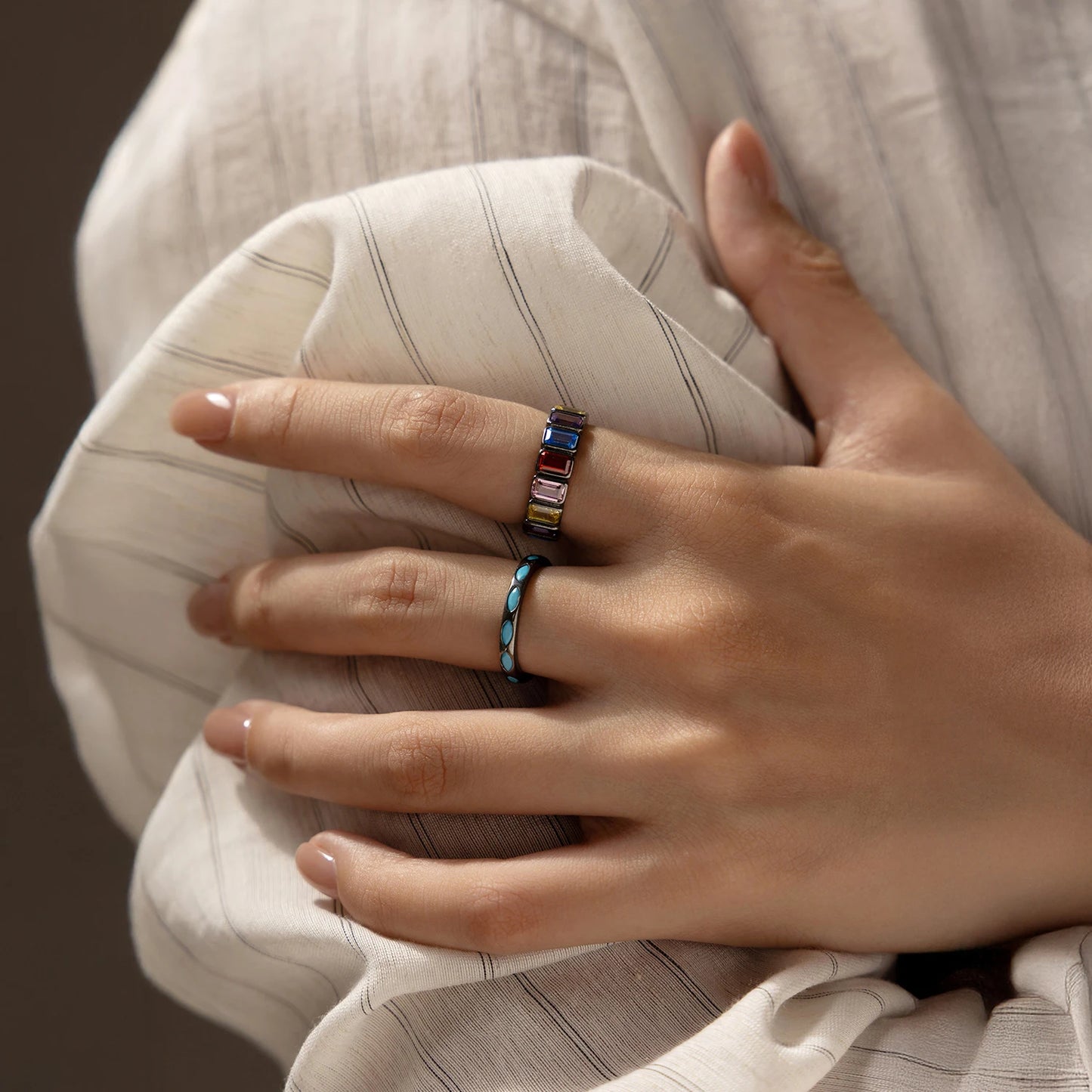 MODIAN 925 Sterling Silver Colorful Punk CZ Geometric Twist Line Trendy Stackable Eternity Band Rings For Women Fine Jewelry