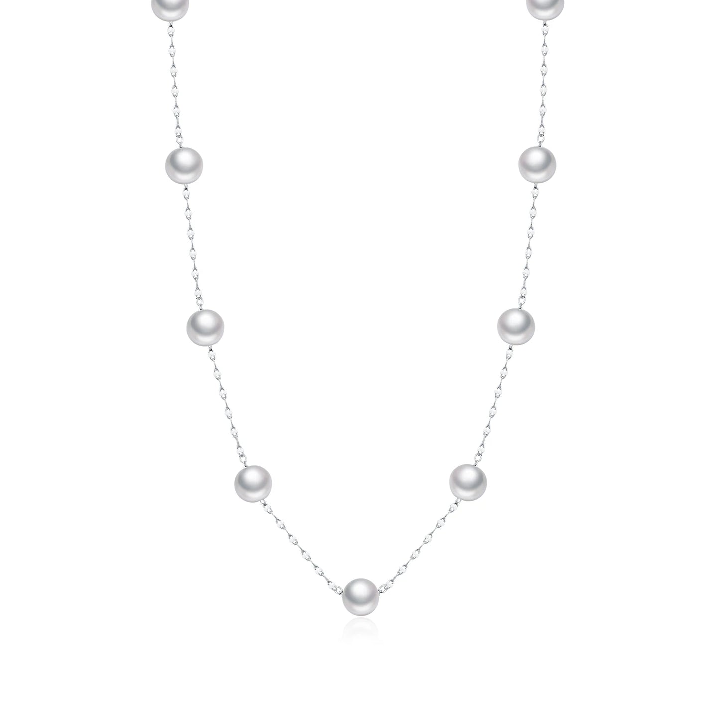 MODIAN 925 Sterling Silver Elegant Y Shape Pendant Necklace Sweet Crystal Pearls Charm Necklaces For Women Party Fine Jewelry