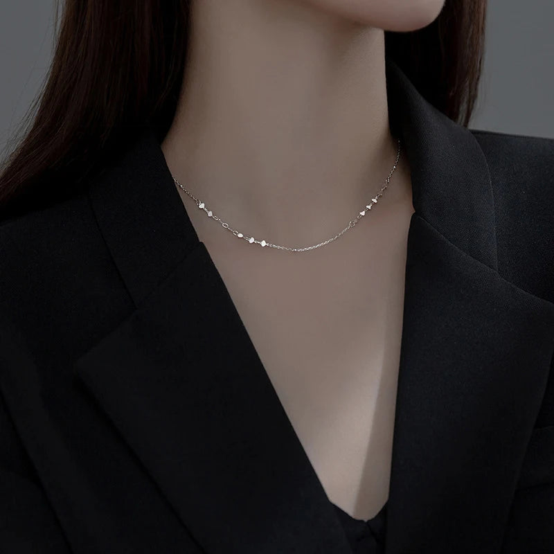 Collar con colgante de cuentas irregulares de corazones de color dorado de MODIAN para mujer, collar corto de plata de ley 925, joyería fina, regalo para niña