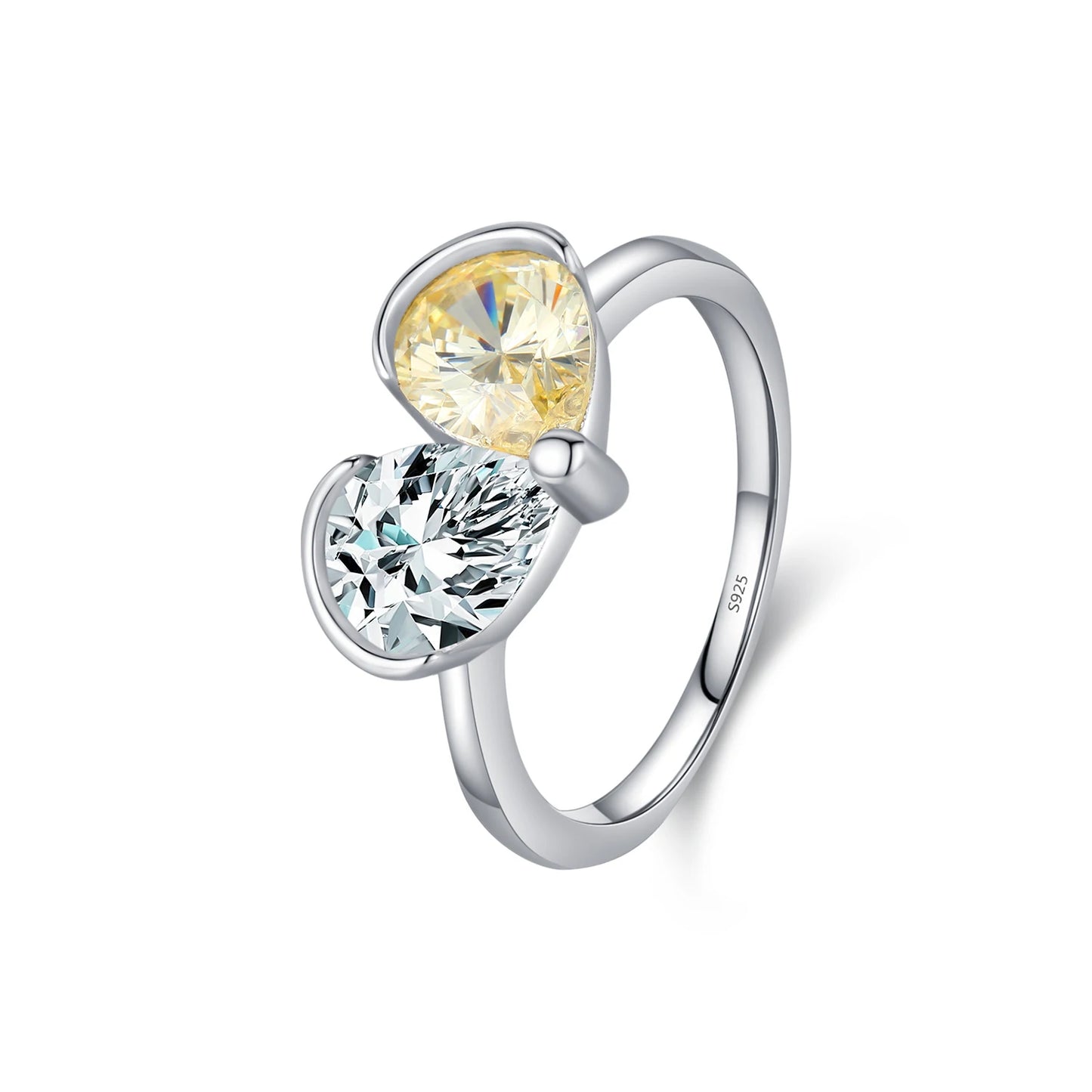 Anillo MODIAN de plata de ley 925 con forma de corazón romántico y delicado anillo de gota de agua con piedra de circonita cúbica para mujer, joyería fina para boda, regalo