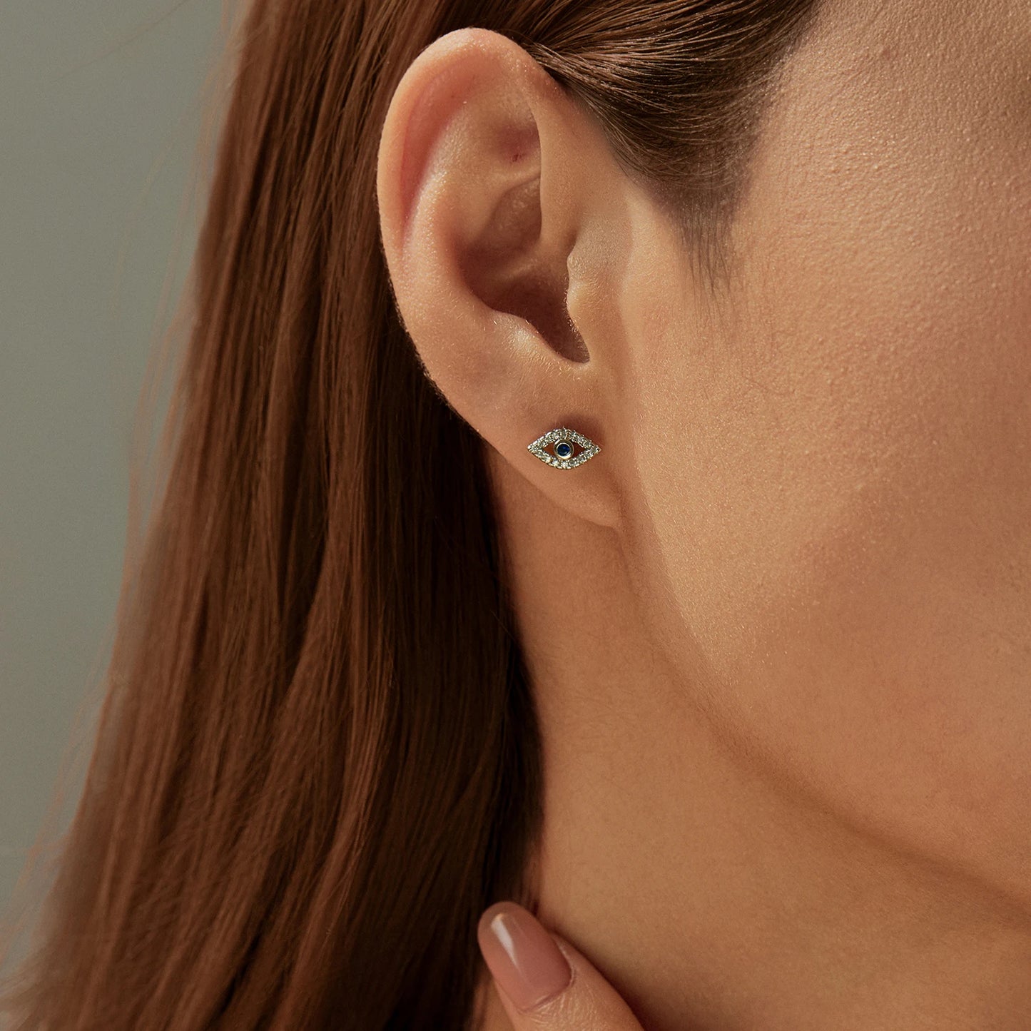 MODIAN 925 Sterling Silver Sparkle Zircon Ear Studs Delicate Blue Eyes Small Stud Earrings For Women Fine Jewelry