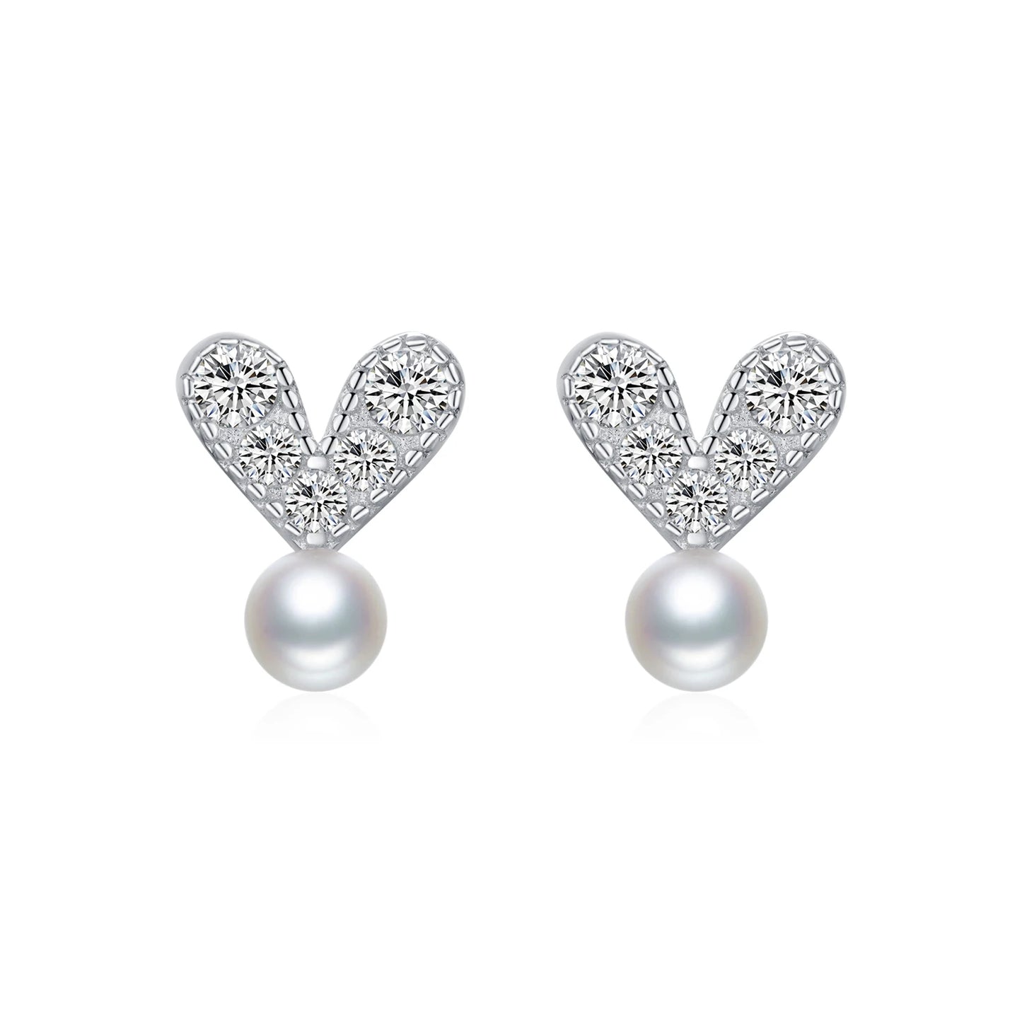 Pendientes MODIAN de plata de ley 925 con perlas sintéticas, elegantes y deslumbrantes con forma de corazón y circonita cúbica transparente para mujer, joyería fina.