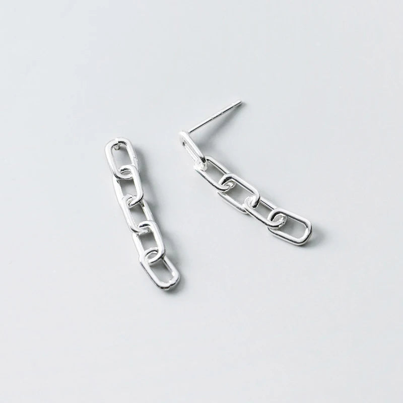 Pendiente colgante geométrico de plata de ley 925 auténtica con diseño simple de cadena entrelazada de Modian para mujer, joyería fina del año
