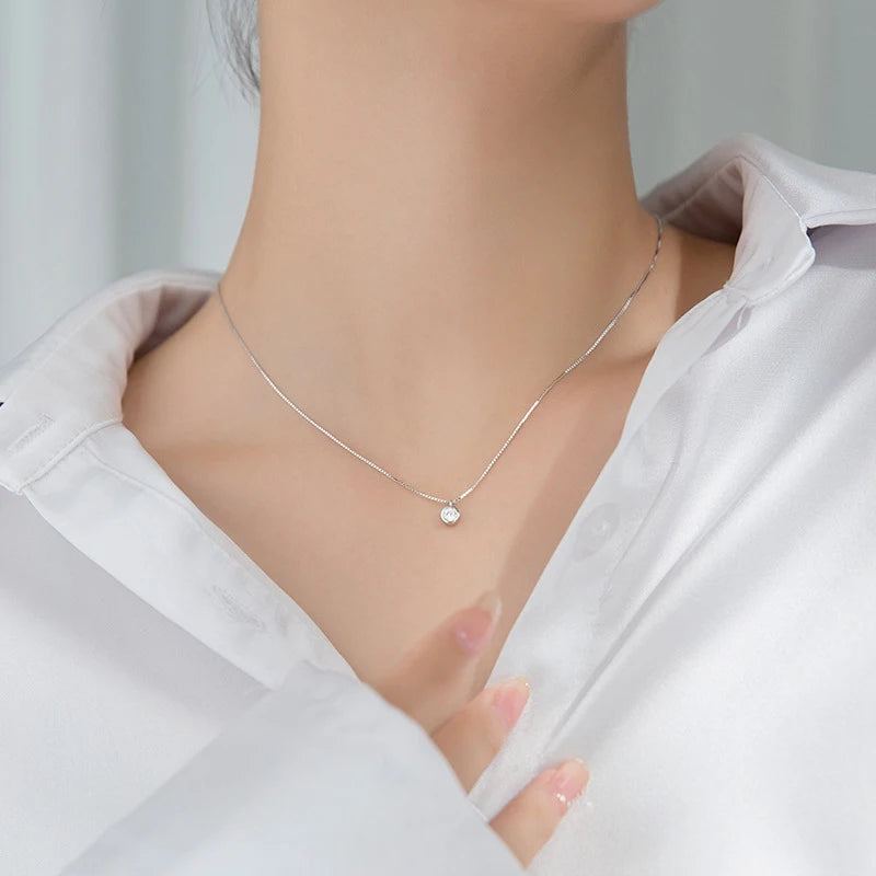 Collar con colgante geométrico Modian de plata de ley 925 con circonita cúbica deslumbrante para mujer, cadena de eslabones, joyería fina de moda para bodas, regalo