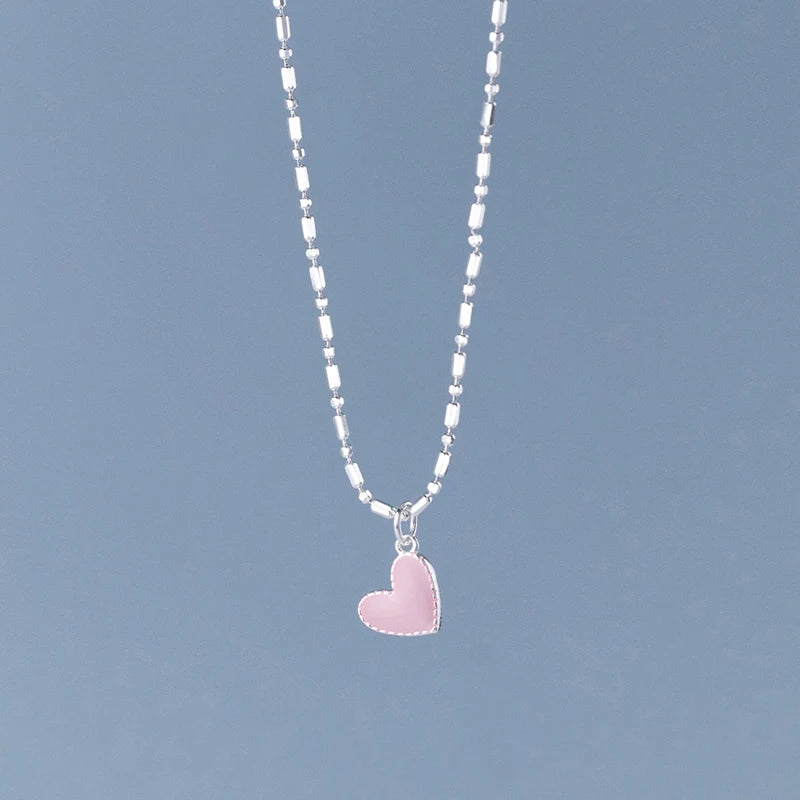 Collar Modian de plata de ley 925 con colgante de corazones esmaltados de colores arcoíris minimalistas, cadena de eslabones moderna para mujer, joyería de boda.