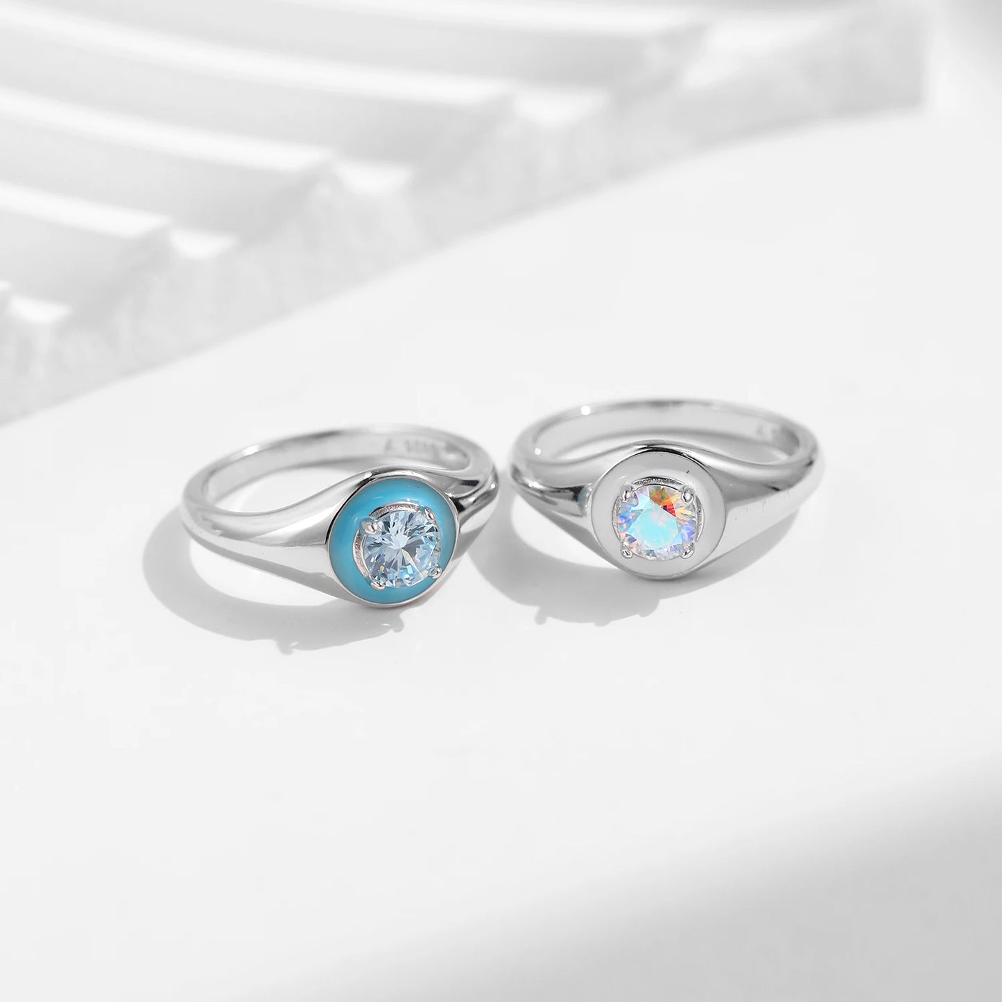 Anillo de sello MODIAN de plata de ley 925 con circonitas esmaltadas de colores para mujer, accesorios diarios, joyería fina