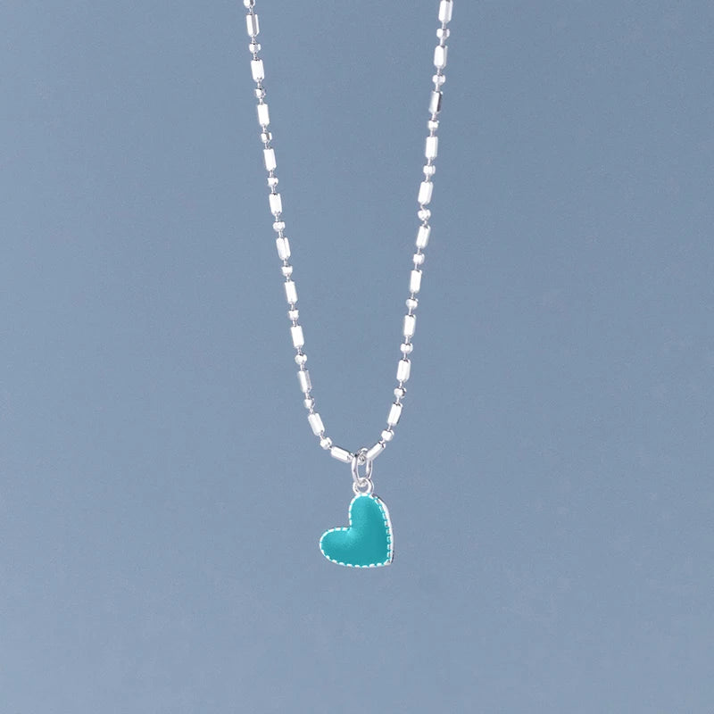 Collar Modian de plata de ley 925 con colgante de corazones esmaltados de colores arcoíris minimalistas, cadena de eslabones moderna para mujer, joyería de boda.