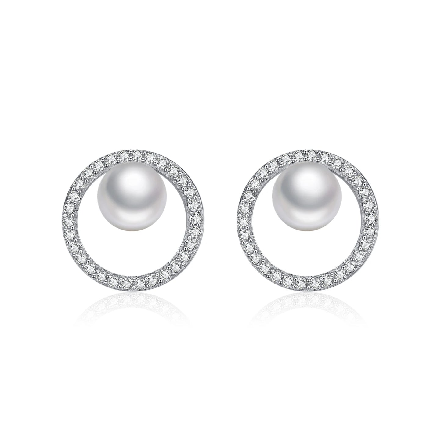 Pendientes MODIAN de plata de ley 925 con forma de círculo y perlas de cristal deslumbrantes, joyería fina hueca de lujo para mujer, regalos de aniversario