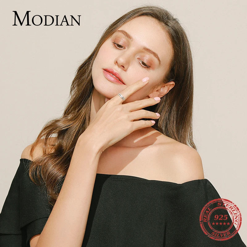 Anillos de dedo MODIAN de plata de ley 925 con diseño de trigo apilable y hojas de la suerte para mujer, joyería fina original, anillo de fiesta de moda.