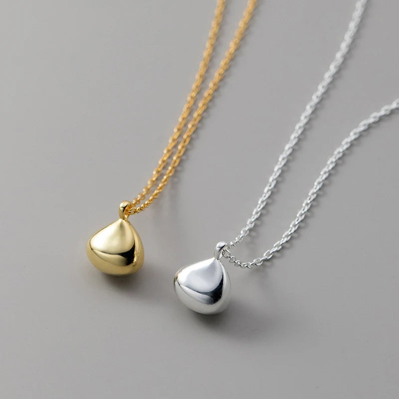Collar con colgante de cuentas lisas de la suerte de plata de ley 925 de Modian, cadena de color dorado a la moda para mujer, joyería fina para fiestas, regalo