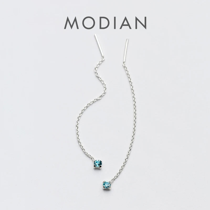 Pendientes largos con borlas y cristales de colores de Modian para mujer, gran oferta, joyería de plata de ley 925.