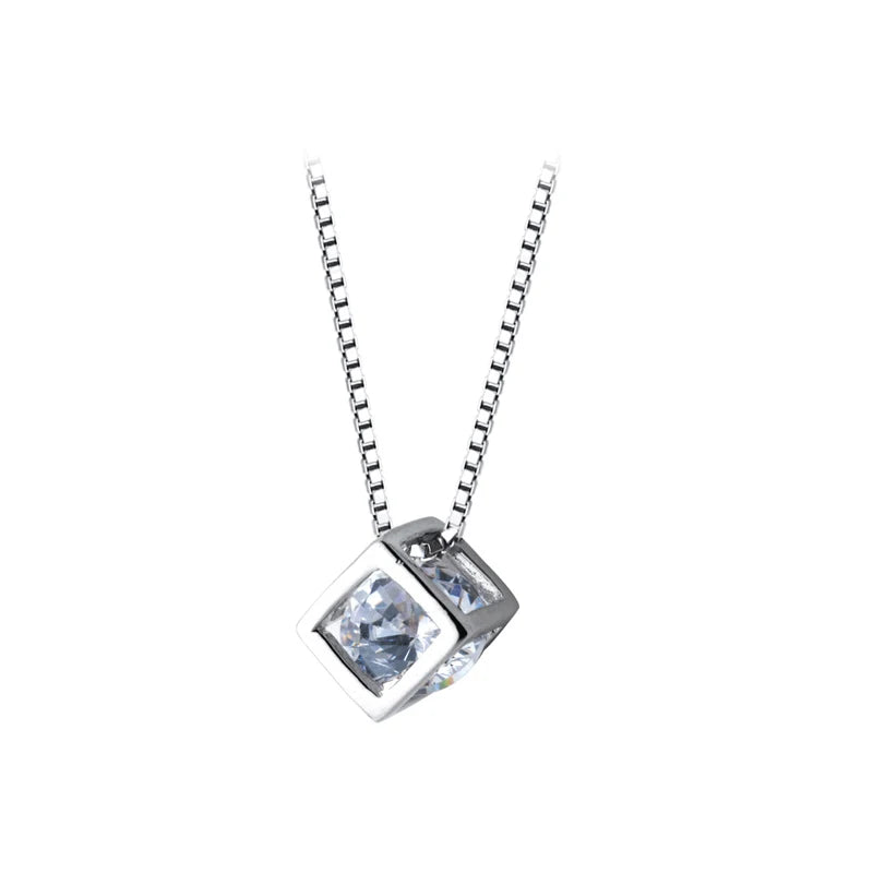 Collar Modian con colgante de circonita cúbica transparente y cuadrada de plata esterlina 925 auténtica para mujer, cadena de diseño, joyería de boda