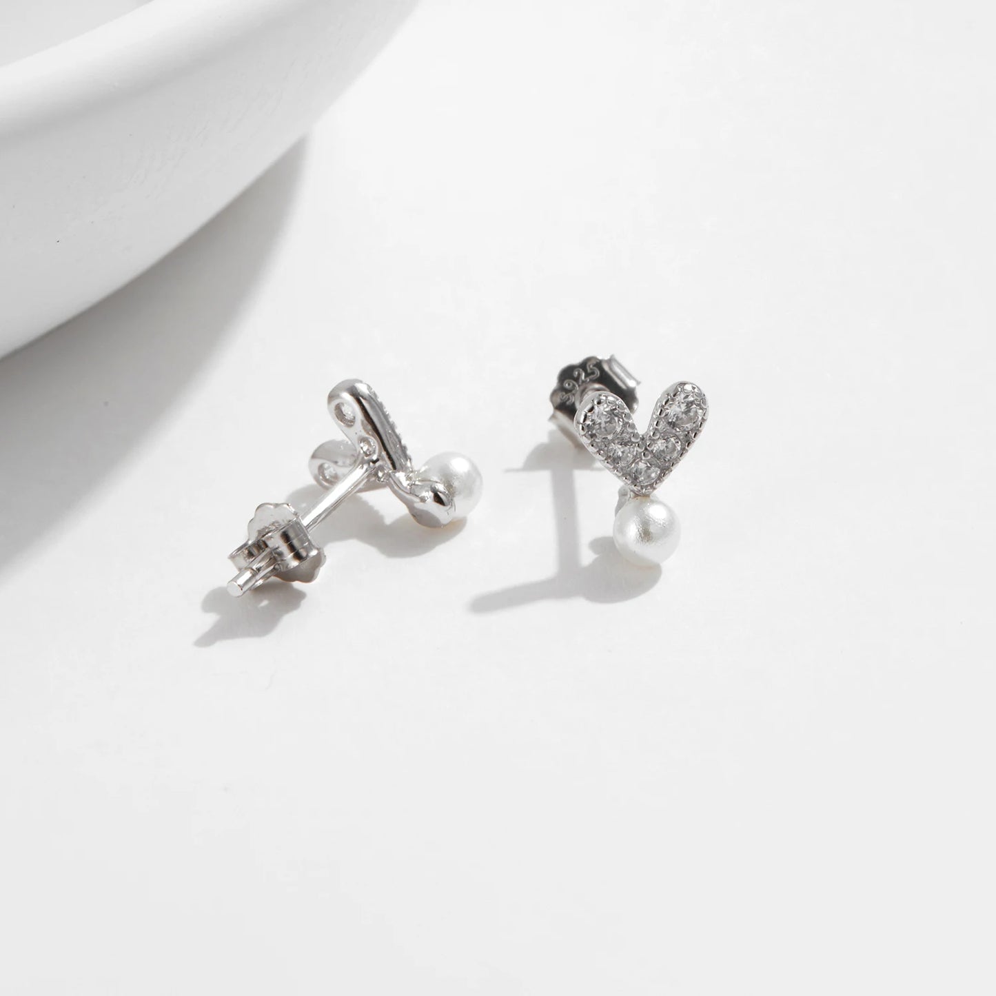 Pendientes MODIAN de plata de ley 925 con perlas sintéticas, elegantes y deslumbrantes con forma de corazón y circonita cúbica transparente para mujer, joyería fina.