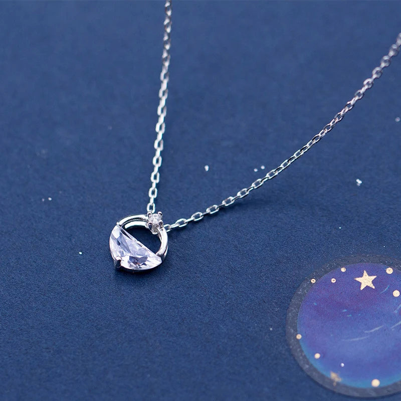 Collar con colgante de circonita transparente irregular redondo de Modian, joyería de plata de ley 925 para mujer, regalo de fiesta