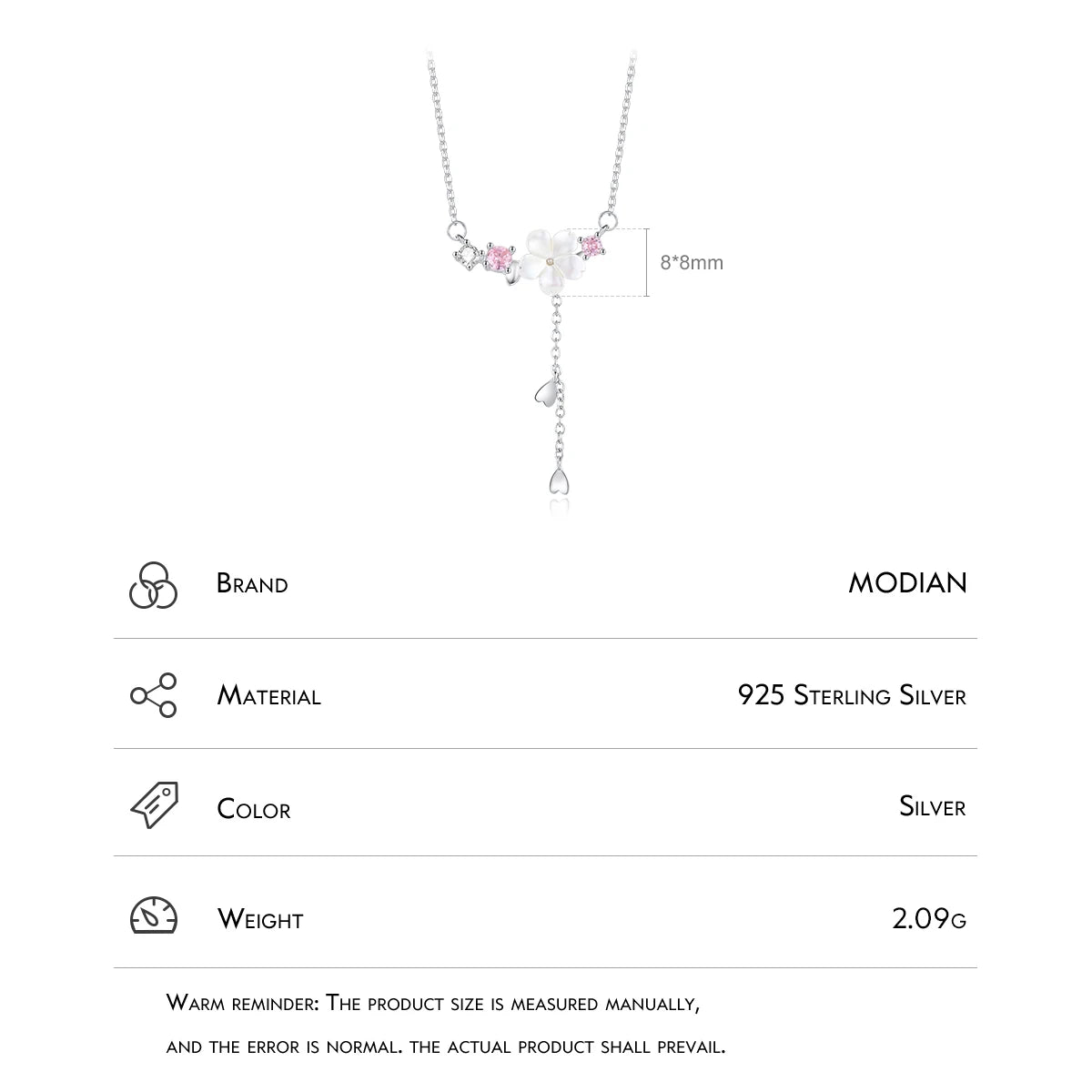 MODIAN Real 925 Sterling Silver Charm Shell Pearl Flower Pendant Necklace Elegant Neck Chain For Women Anniversary Fine Jewelry