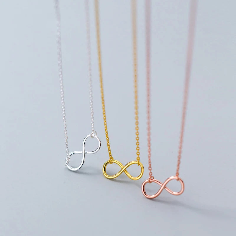 Collar Modian de amor infinito en plata de ley 925 auténtica para mujer, color oro rosa, joyería llamativa.