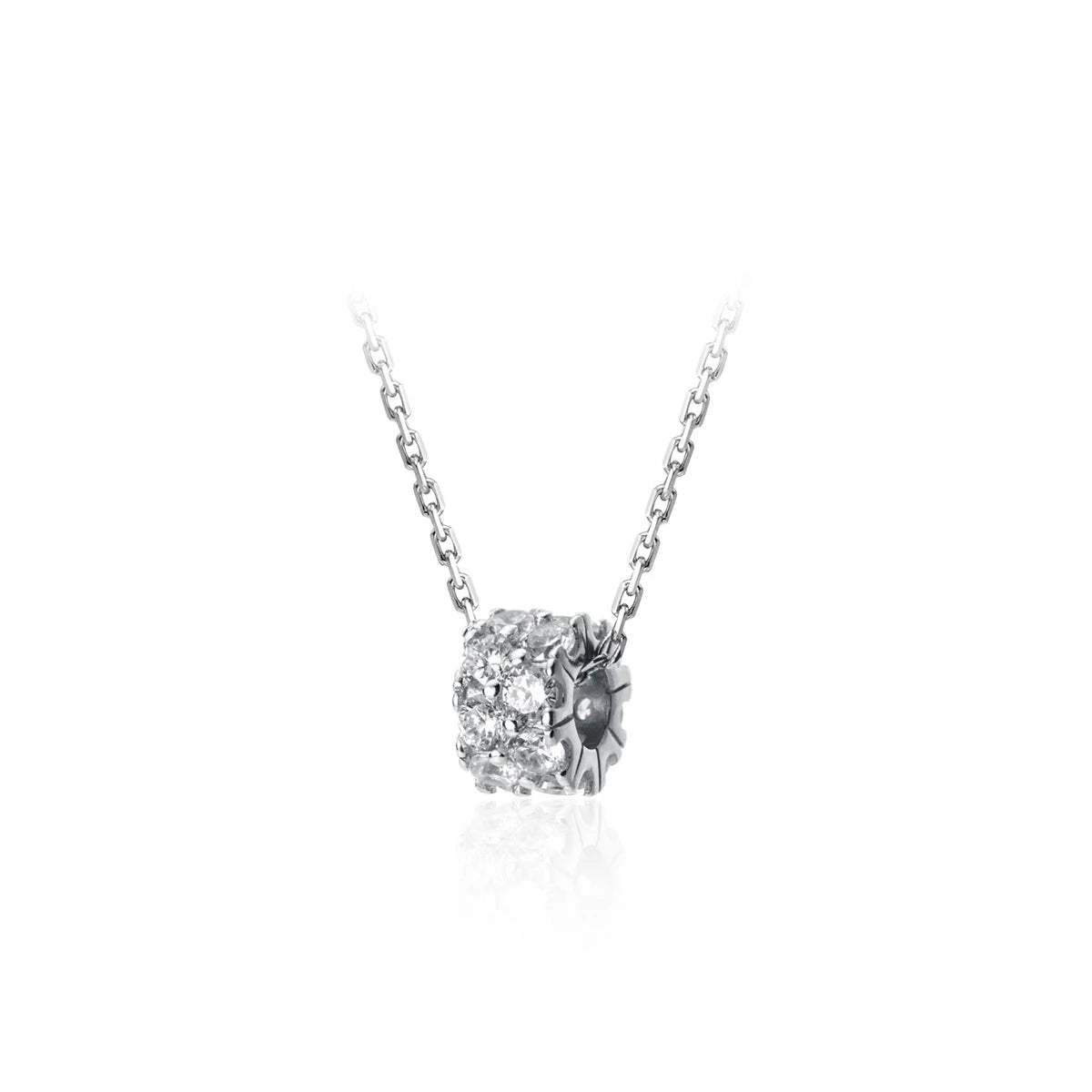Collar con colgante de tubo redondo de lujo Modian de plata de ley 925 auténtica con circonita brillante para mujer, cadena de eslabones, joyería fina